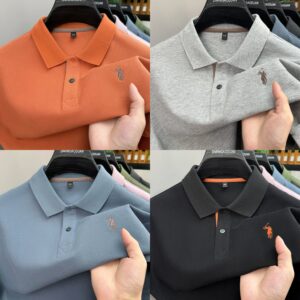 100% pure cotton men's short sleeved polo t-shirt