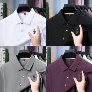 100% pure cotton summer mens teddy bear embroidered short sleeve new fashion golf polo T-shirt